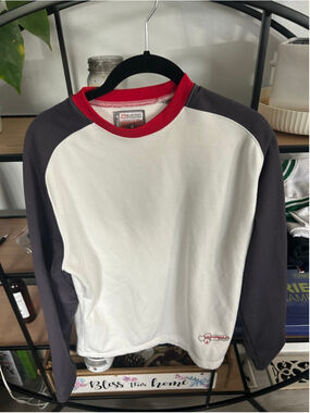 Womans Burton Long Sleeve Tee L White Gray Red